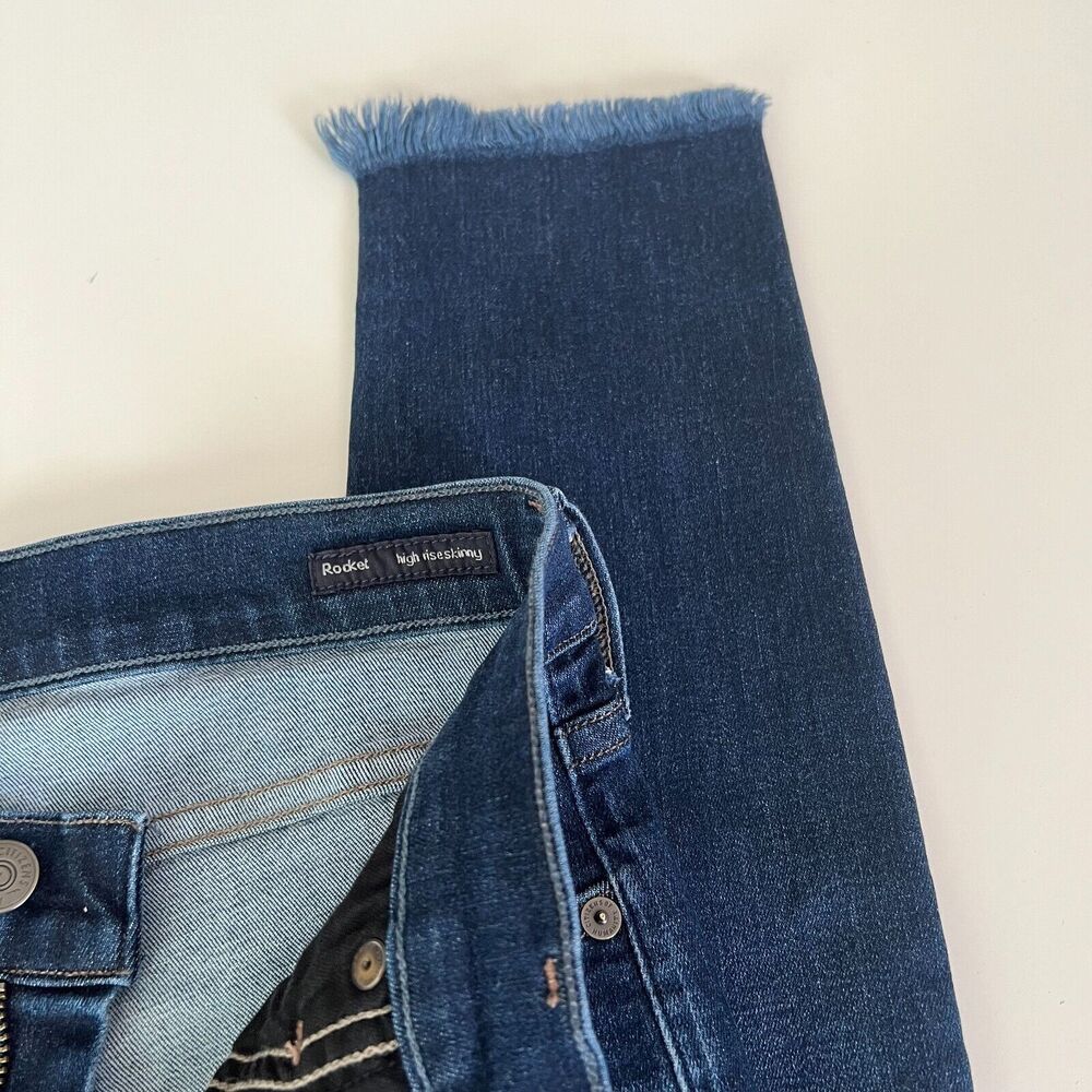 Citizens of Humanity Rocket Jeans Size 27x28 Women High Rise Skinny Raw Hem Dark - Picture 4 of 9